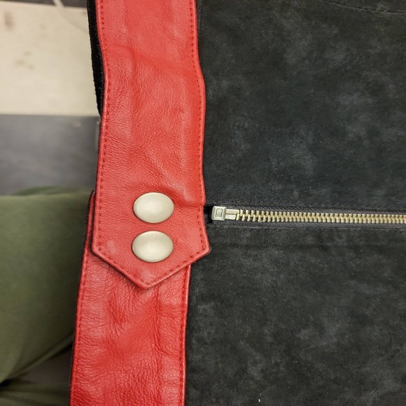 Ashley Stewart Womens Jacket Size‎ 22 Black Suede Leather Stripe Detail Moto - Picture 9 of 16